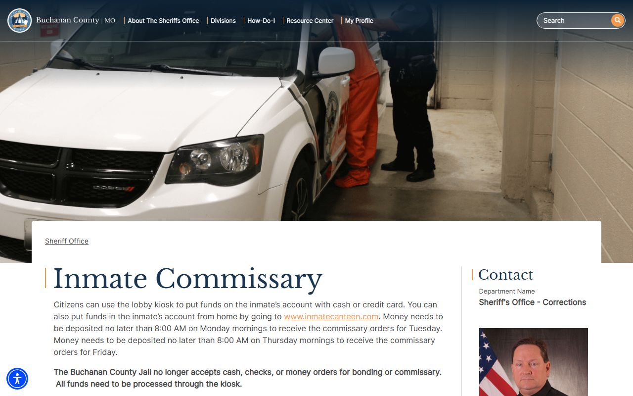 Buchanan County Jail commissary and InmateCanteen deposit information
