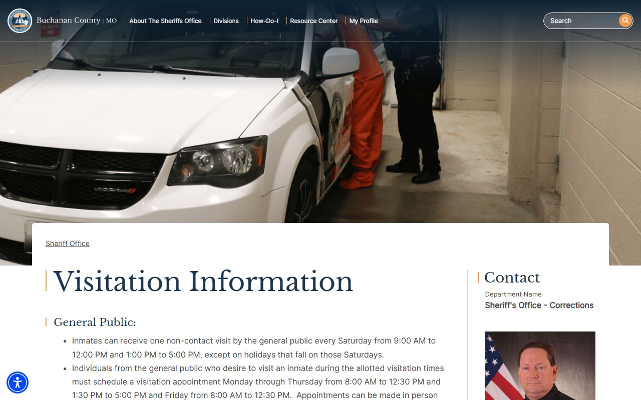 Buchanan County Jail visitation schedule and inmate visiting rules